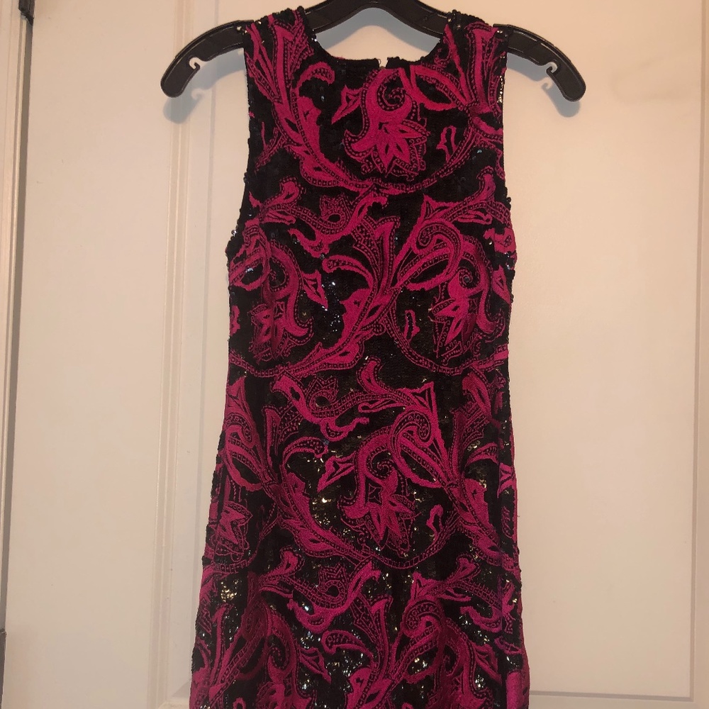 Alice & Olivia black and fuchsia sequin dress
